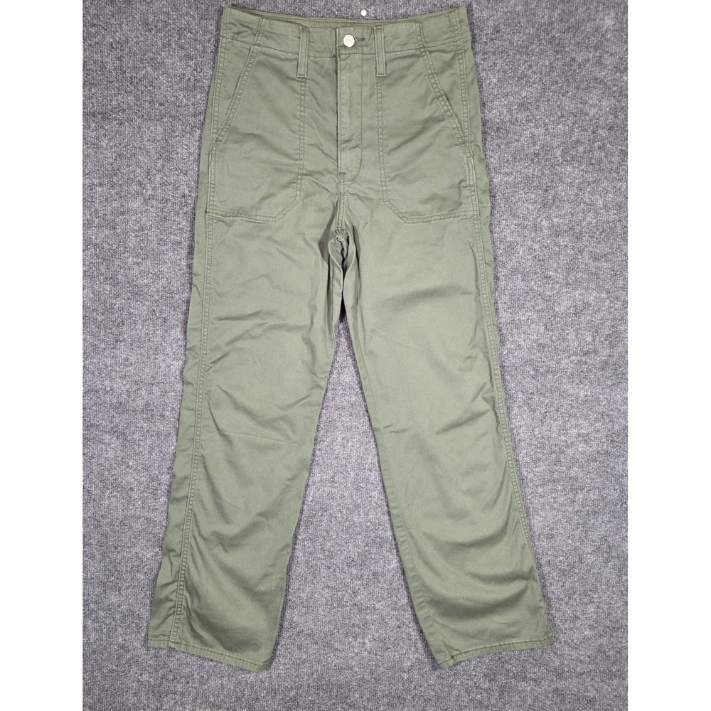 Levis Utility Pants Womens 26 Olive Green High Waisted Straight Leg Workwear